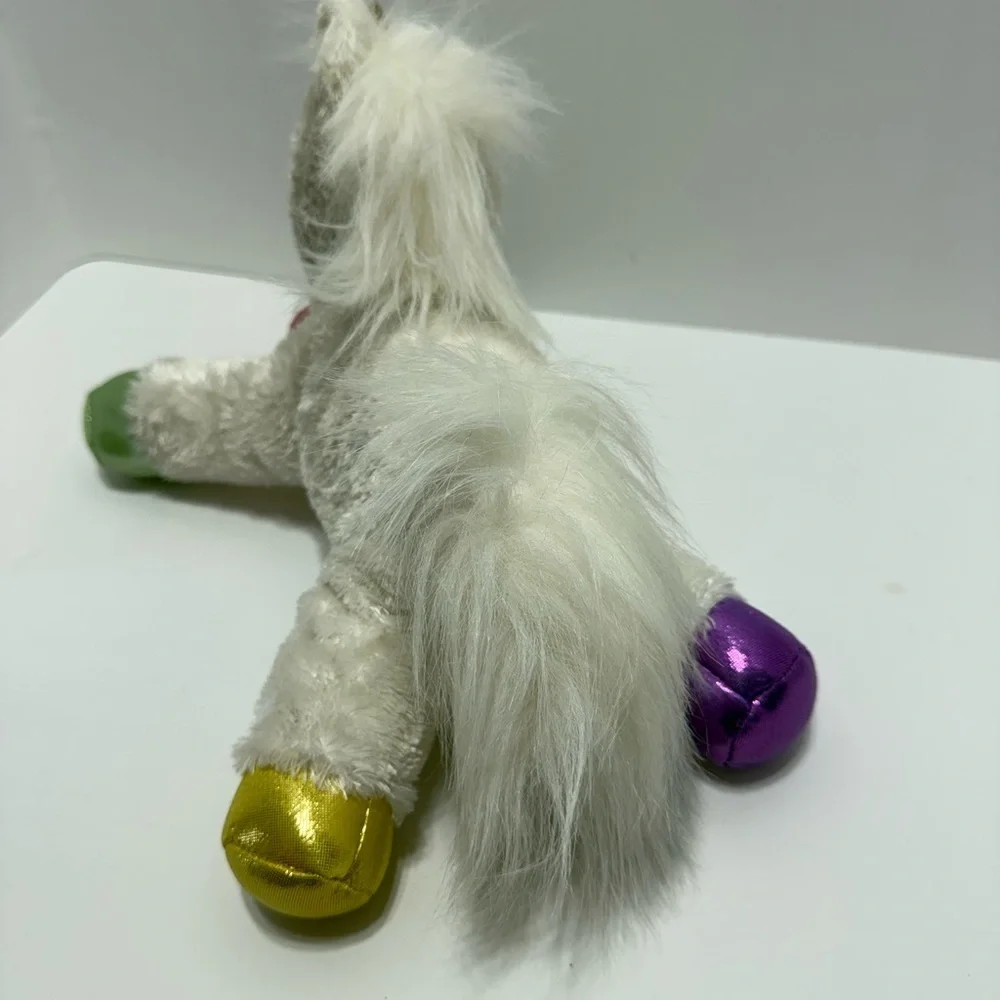 Aurora Plush Unicorn Stuffed Animal - White with Gold Horn and Colorful Hooves